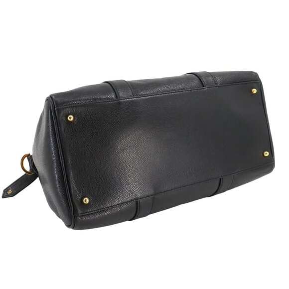 Authentic CHANEL Caviar Leather Large Bowler Bag Travel Bag Duffle Black CC Tote - Picture 11 of 13